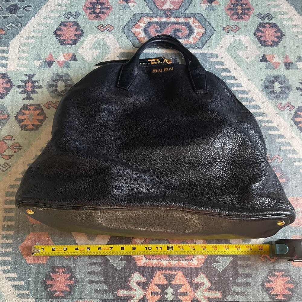 NWOT Miu Miu XL Leather Tote / Carry All Dome Bag - Picture 12 of 15